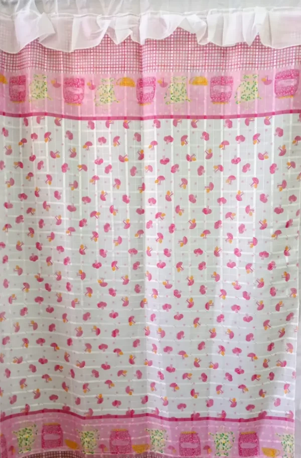 Cortinas de Cocina Tergal con Forro - Honguitos Rosas