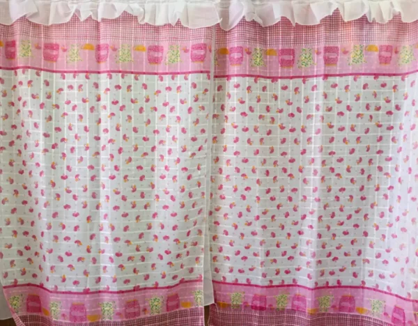 Cortinas de Cocina Tergal con Forro - Honguitos Rosas