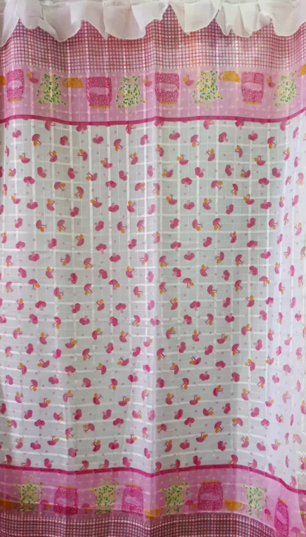 Cortinas de Cocina Tergal con Forro - Honguitos Rosas