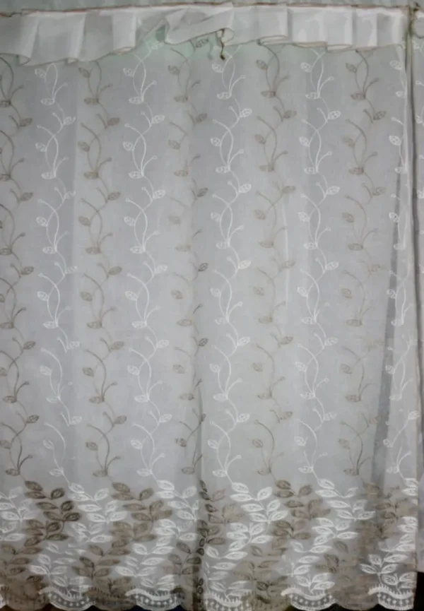 Cortinas de Lino Bordadas de Líneas Arena