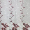 Cortinas de Lino Bordadas de Líneas Vino