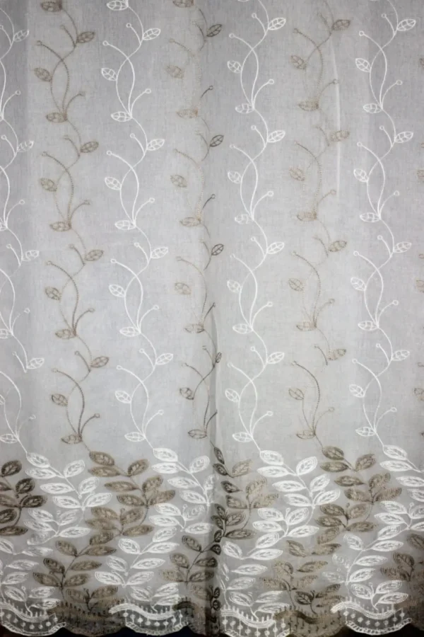 Cortinas de Lino Bordadas de Líneas Arena