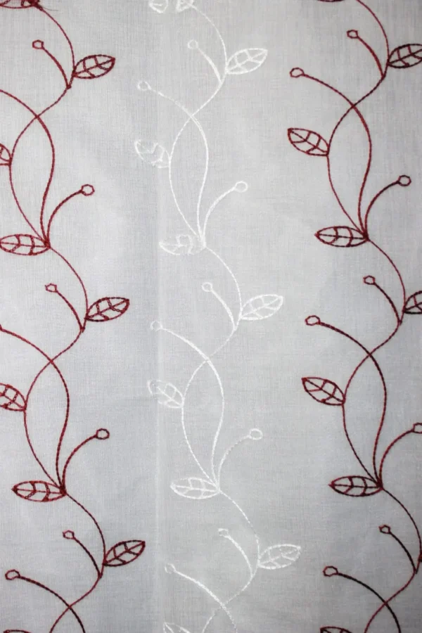 Cortinas de Lino Bordadas de Líneas Vino