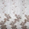 Cortinas de Lino Bordadas de Líneas Chocolate