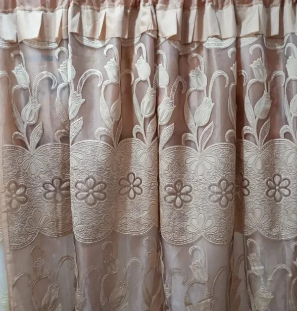 Cortinas de Organza Bordada Cafe Arena