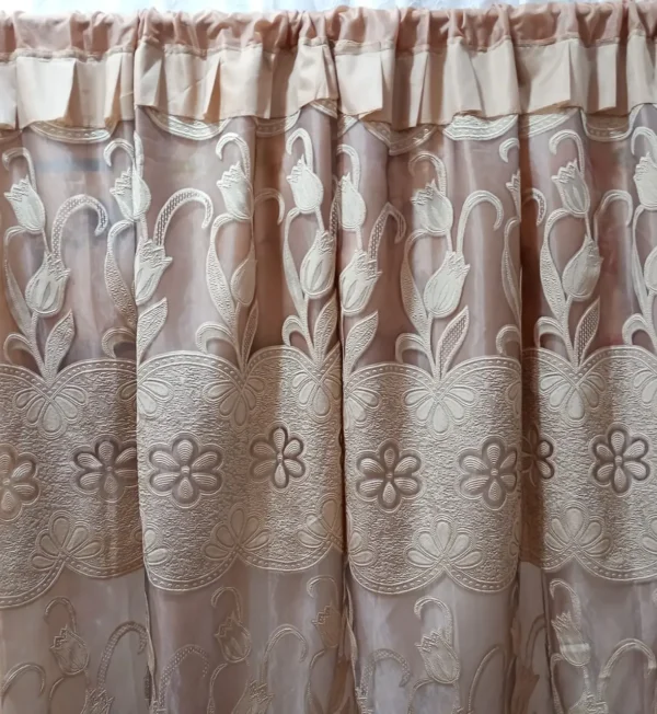 Cortinas de Organza Bordada Cafe Arena