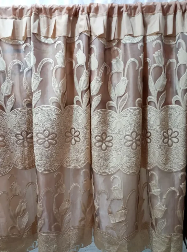 Cortinas de Organza Bordada Cafe Arena