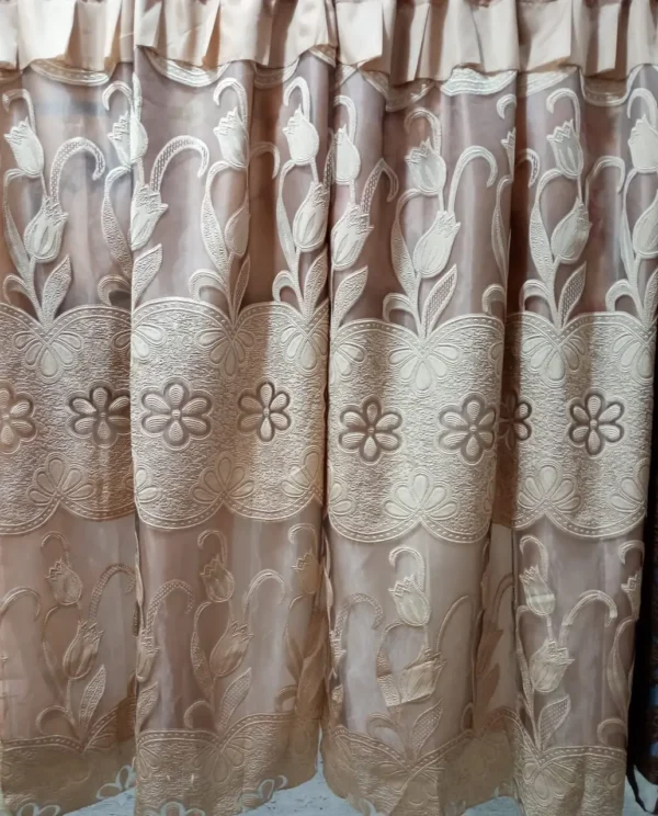 Cortinas de Organza Bordada Cafe Arena