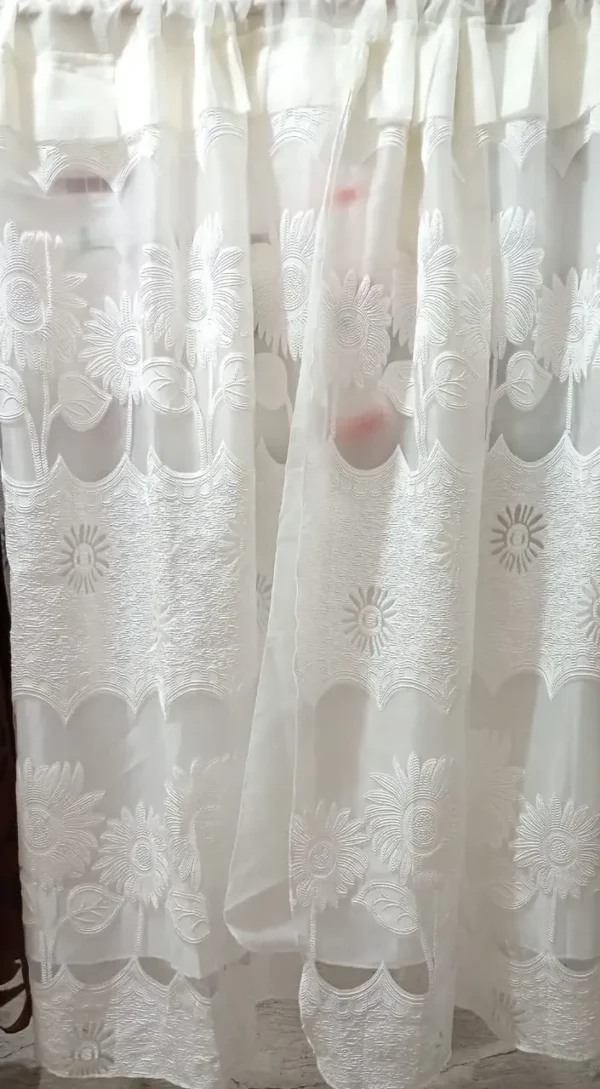 Cortinas de Organza Bordada Hueso