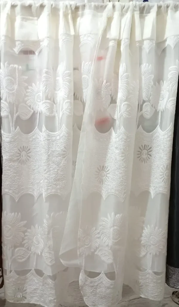 Cortinas de Organza Bordada Hueso