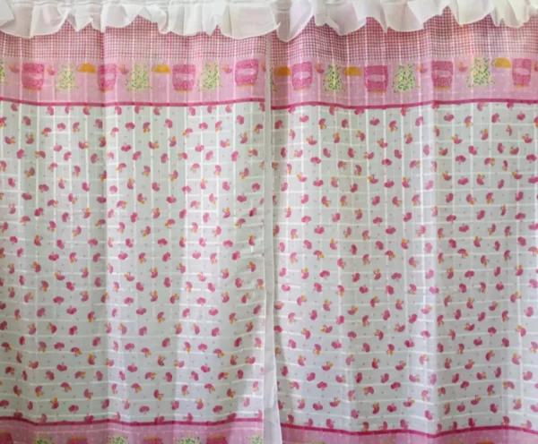 Cortinas de Cocina Tergal con Forro - Honguitos Rosas