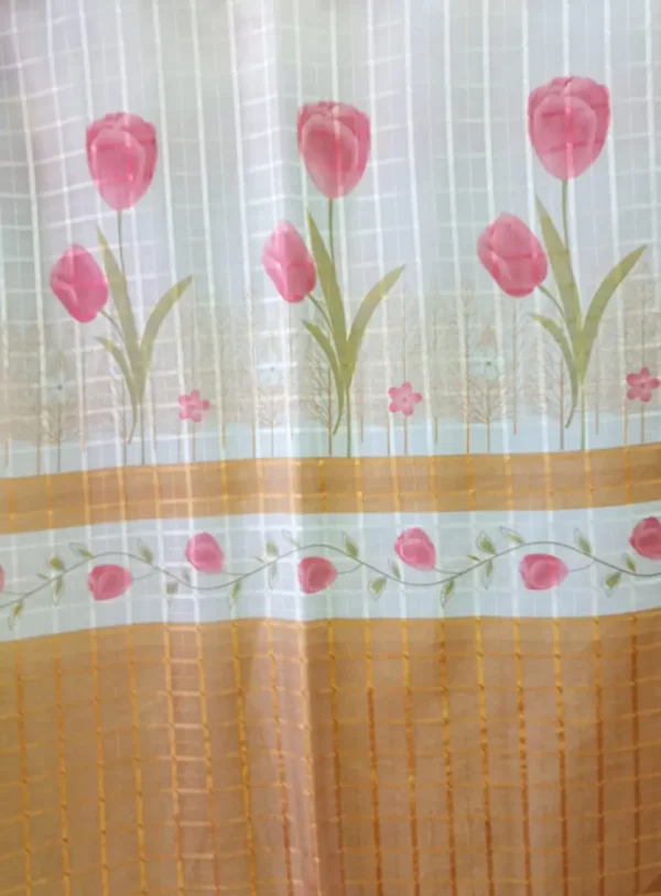 Cortinas de Cocina Tergal con Forro - Café con Tulipanes